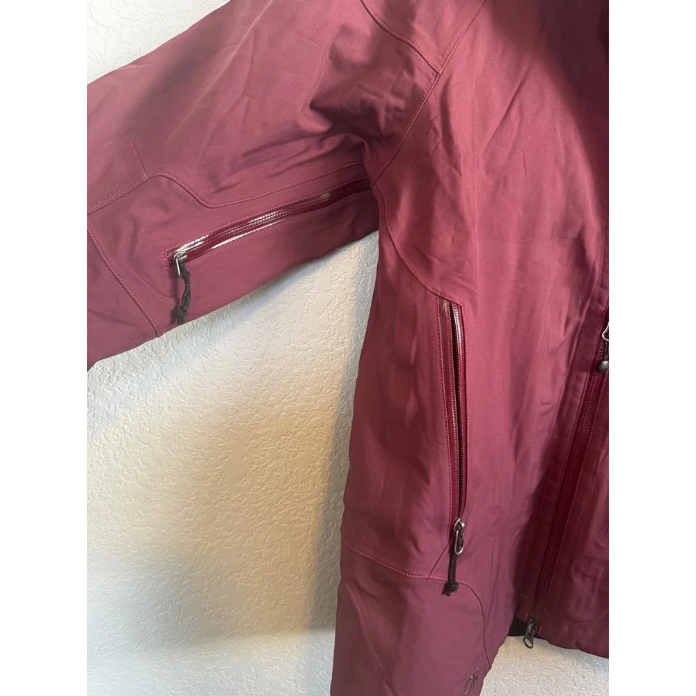 Outdoor‎ Research Ski Jacket Womens Large Burgundy Waterproof Powder Skirt Shell